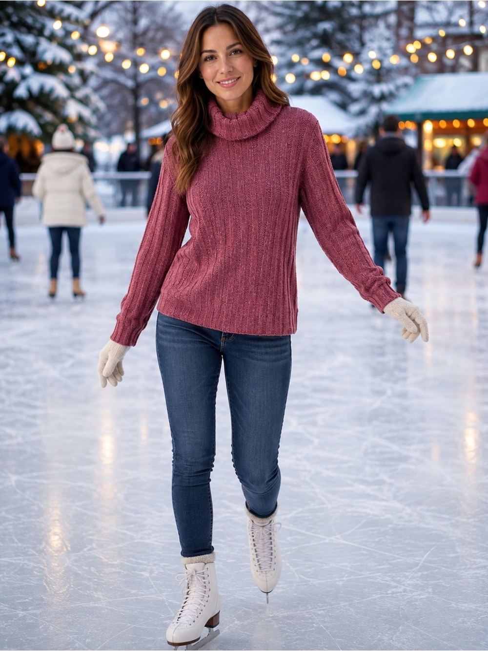 L.L. Bean Women's Ribbed Turtleneck Sweater in Dusty Rose